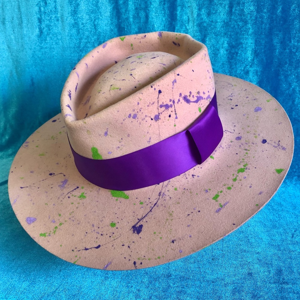 Handcrafted Pink Pastel Splatter Gypsy Hat